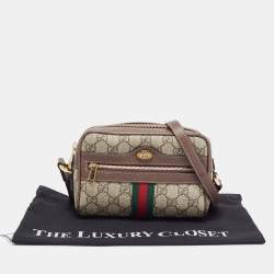 Gucci Beige GG Supreme Canvas and Leather Mini Ophidia Crossbody Bag