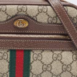 Gucci Beige GG Supreme Canvas and Leather Mini Ophidia Crossbody Bag