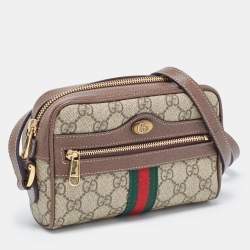Gucci Beige GG Supreme Canvas and Leather Mini Ophidia Crossbody Bag