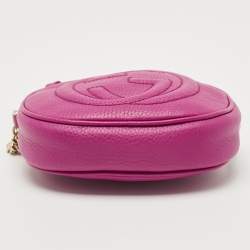 Pre Owned Gucci Fuchsia Leather Mini Soho Disco Chain Crossbody Bag