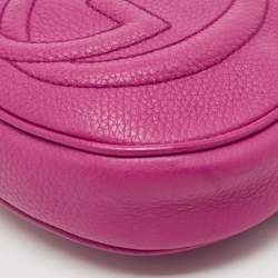 Pre Owned Gucci Fuchsia Leather Mini Soho Disco Chain Crossbody Bag