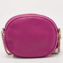 Pre Owned Gucci Fuchsia Leather Mini Soho Disco Chain Crossbody Bag