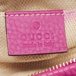 Pre Owned Gucci Fuchsia Leather Mini Soho Disco Chain Crossbody Bag