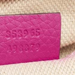 Pre Owned Gucci Fuchsia Leather Mini Soho Disco Chain Crossbody Bag