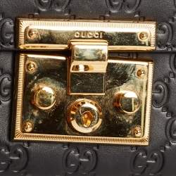 Pre Owned Gucci Black Guccissima Leather Small Padlock Shoulder Bag