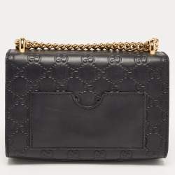 Pre Owned Gucci Black Guccissima Leather Small Padlock Shoulder Bag