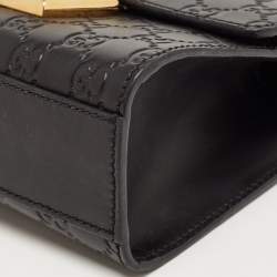 Pre Owned Gucci Black Guccissima Leather Small Padlock Shoulder Bag