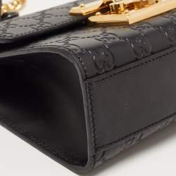 Pre Owned Gucci Black Guccissima Leather Small Padlock Shoulder Bag