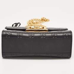 Pre Owned Gucci Black Guccissima Leather Small Padlock Shoulder Bag