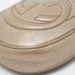 Pre Owned Gucci Gold Leather Mini Soho Disco Chain Crossbody Bag