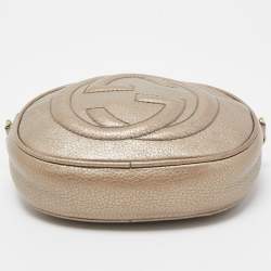 Pre Owned Gucci Gold Leather Mini Soho Disco Chain Crossbody Bag