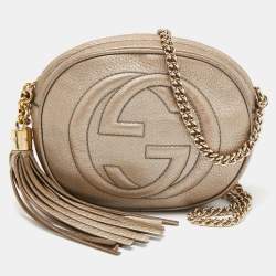 Gucci Soho Leather Disco bag beige Crossbody with Box