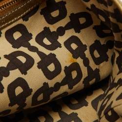 Pre Owned Gucci Gold/Beige GG Canvas and Leather Jolicoeur Tote