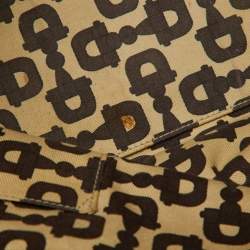 Pre Owned Gucci Gold/Beige GG Canvas and Leather Jolicoeur Tote