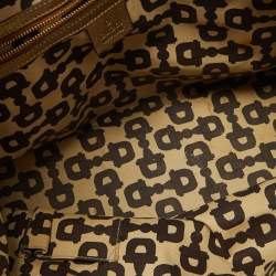 Pre Owned Gucci Gold/Beige GG Canvas and Leather Jolicoeur Tote