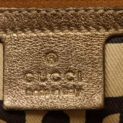 Pre Owned Gucci Gold/Beige GG Canvas and Leather Jolicoeur Tote