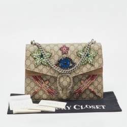 مملوكة مسبقًا Gucci Beige GG Supreme Canvas and Suede Medium Dubai Exclusive Dionysus Embellished Shoulder Bag