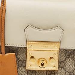 Pre Owned Gucci Tricolor GG Supreme Canvas and Leather Padlock Shoulder Bag