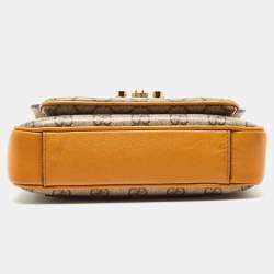 Pre Owned Gucci Tricolor GG Supreme Canvas and Leather Padlock Shoulder Bag