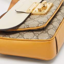 Pre Owned Gucci Tricolor GG Supreme Canvas and Leather Padlock Shoulder Bag