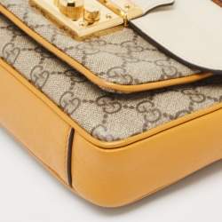 Pre Owned Gucci Tricolor GG Supreme Canvas and Leather Padlock Shoulder Bag