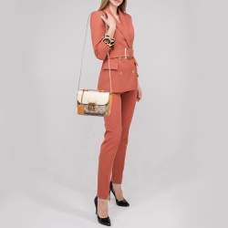 Pre Owned Gucci Tricolor GG Supreme Canvas and Leather Padlock Shoulder Bag