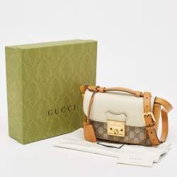 Pre Owned Gucci Tricolor GG Supreme Canvas and Leather Padlock Shoulder Bag