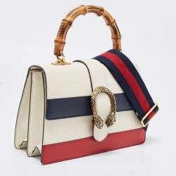 Pre Owned Gucci Tricolor Leather Medium Dionysus Bamboo Top Handle Bag