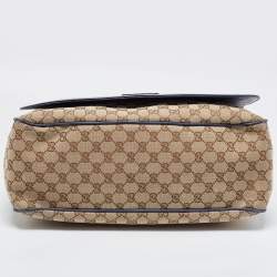 Gucci Beige/Blue GG Canvas and Leather Messenger Diaper Bag