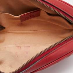 Pre Owned Gucci Red Matelasse Leather GG Marmont Belt Bag