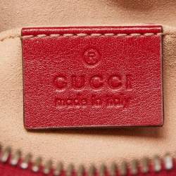 Pre Owned Gucci Red Matelasse Leather GG Marmont Belt Bag