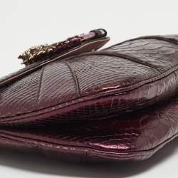 Pre Owned Gucci Purple Snakeskin Limited Edition Crystals Tom Ford Dragon Shoulder Bag