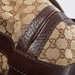 Pre Owned Gucci Beige/Brown GG Canvas and Leather Medium GG Running Hobo       