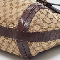 Pre Owned Gucci Beige/Brown GG Canvas and Leather Medium GG Running Hobo       