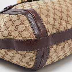 Pre Owned Gucci Beige/Brown GG Canvas and Leather Medium GG Running Hobo       