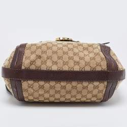 Pre Owned Gucci Beige/Brown GG Canvas and Leather Medium GG Running Hobo       