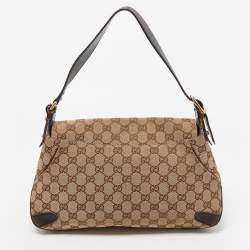 مملوكة مسبقًا Gucci Beige/Ebony GG Canvas and Leather Horsebit Chain Shoulder Bag