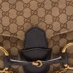 مملوكة مسبقًا Gucci Beige/Ebony GG Canvas and Leather Horsebit Chain Shoulder Bag