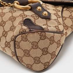 مملوكة مسبقًا Gucci Beige/Ebony GG Canvas and Leather Horsebit Chain Shoulder Bag