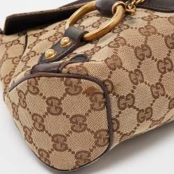 مملوكة مسبقًا Gucci Beige/Ebony GG Canvas and Leather Horsebit Chain Shoulder Bag