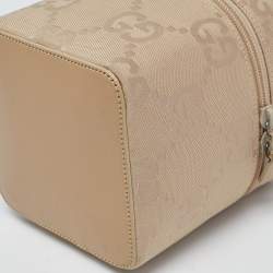Pre Owned Gucci Beige GG Canvas and Leather Vanity Bag