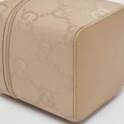 Pre Owned Gucci Beige GG Canvas and Leather Vanity Bag