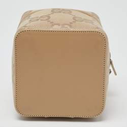Pre Owned Gucci Beige GG Canvas and Leather Vanity Bag