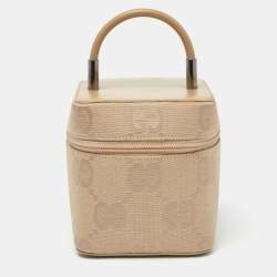 Pre Owned Gucci Beige GG Canvas and Leather Vanity Bag