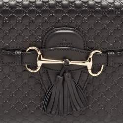 مملوكة مسبقًا Gucci Black Guccissima Leather Medium Emily Chain Shoulder Bag