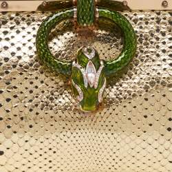 Pre Owned Gucci Gold Watersnake Leather Serpent Buckle Frame Clutch