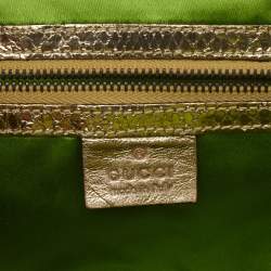 Pre Owned Gucci Gold Watersnake Leather Serpent Buckle Frame Clutch