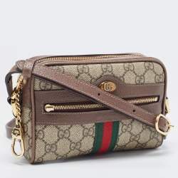 Gucci Beige GG Supreme Canvas and Leather Mini Ophidia Crossbody Bag