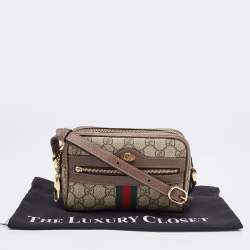 Gucci Beige GG Supreme Canvas and Leather Mini Ophidia Crossbody Bag