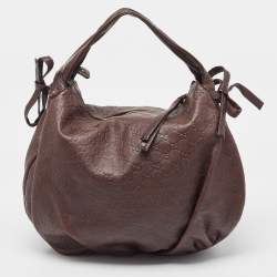 مملوكة مسبقًا Gucci Dark Brown Guccissima Leather Hysteria Hobo